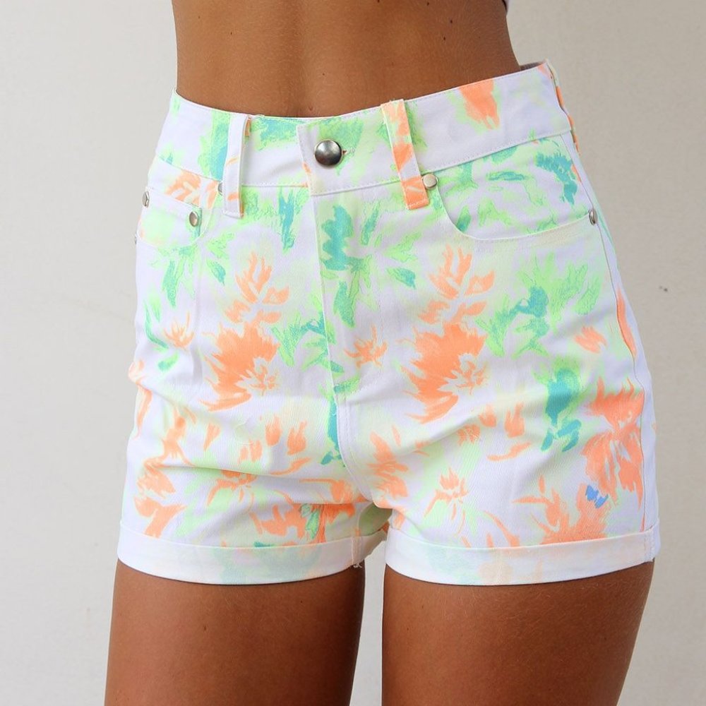 SABO Skirt Neon Orange and Green White Shorts